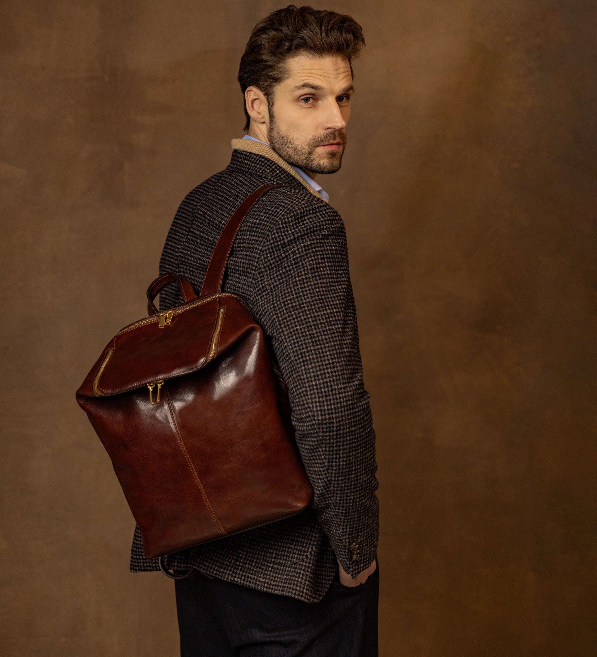 Rucksack aus Leder - A Bend in the River