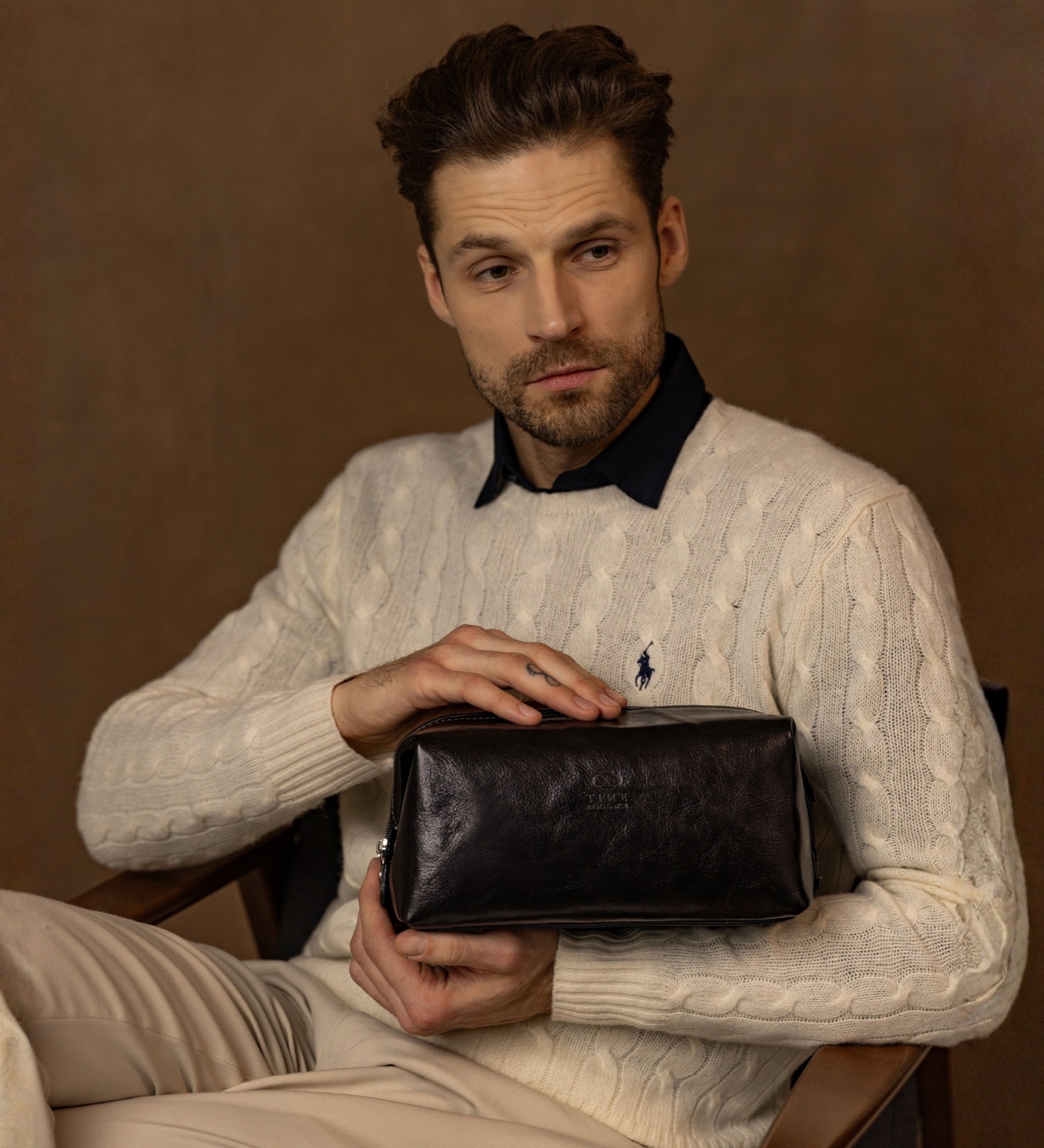 Kosmetiktasche aus Leder - Four Past Midnight
