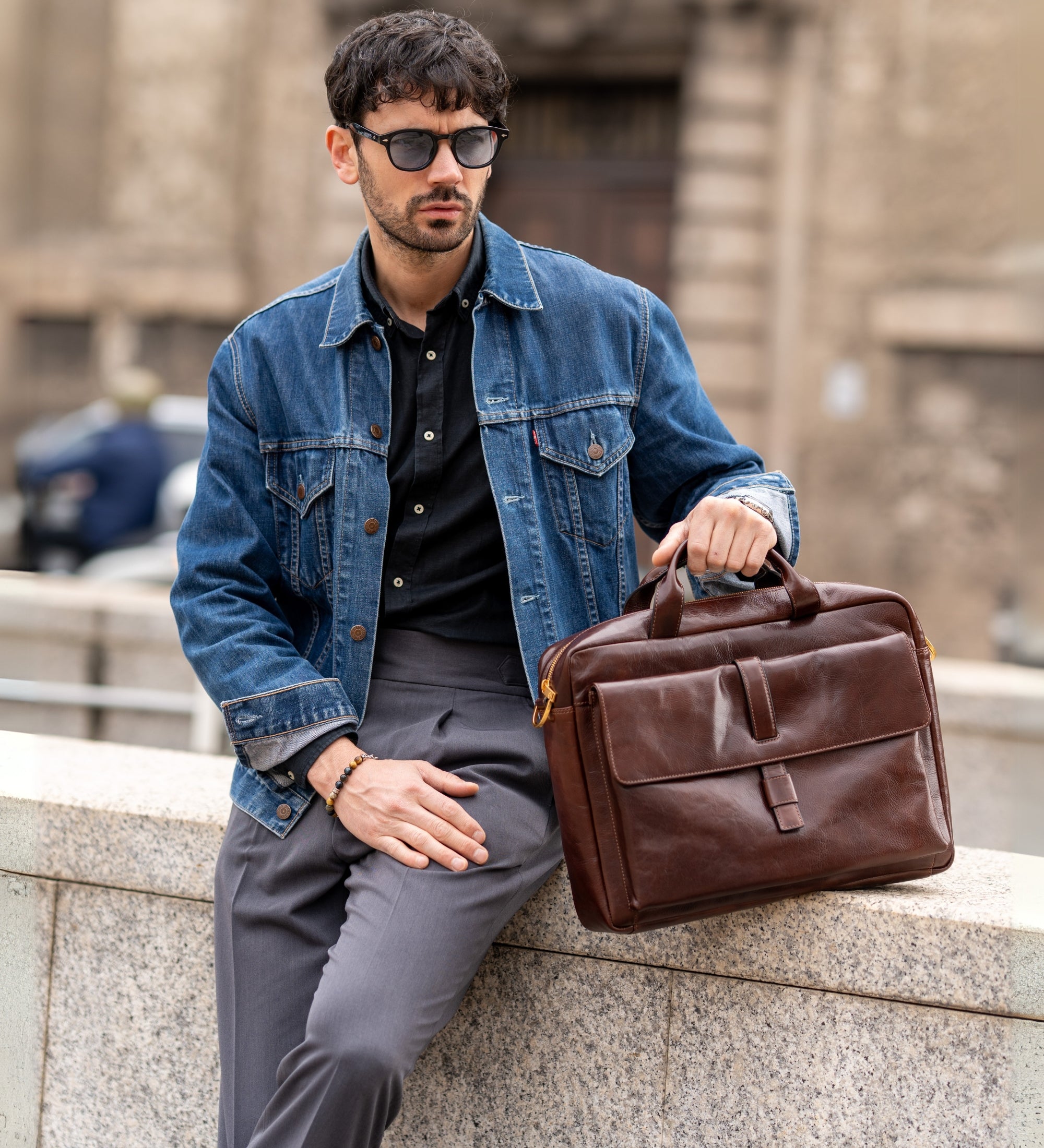 Große Aktentasche/Laptoptasche aus Leder - The Chateau