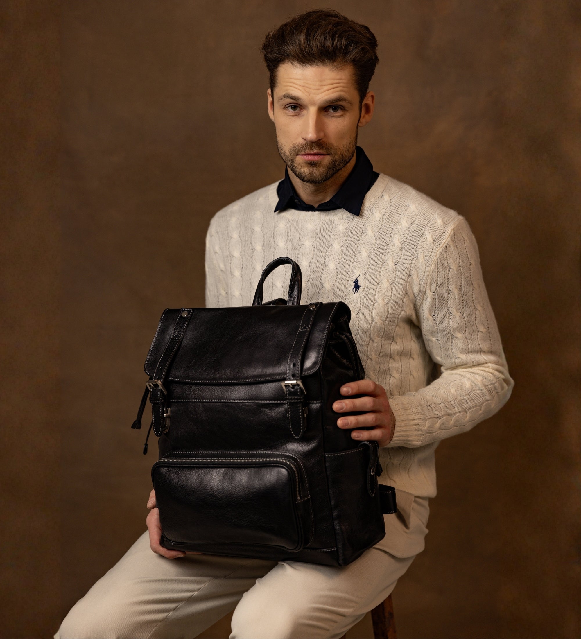 Rucksack aus Leder - The Good Earth