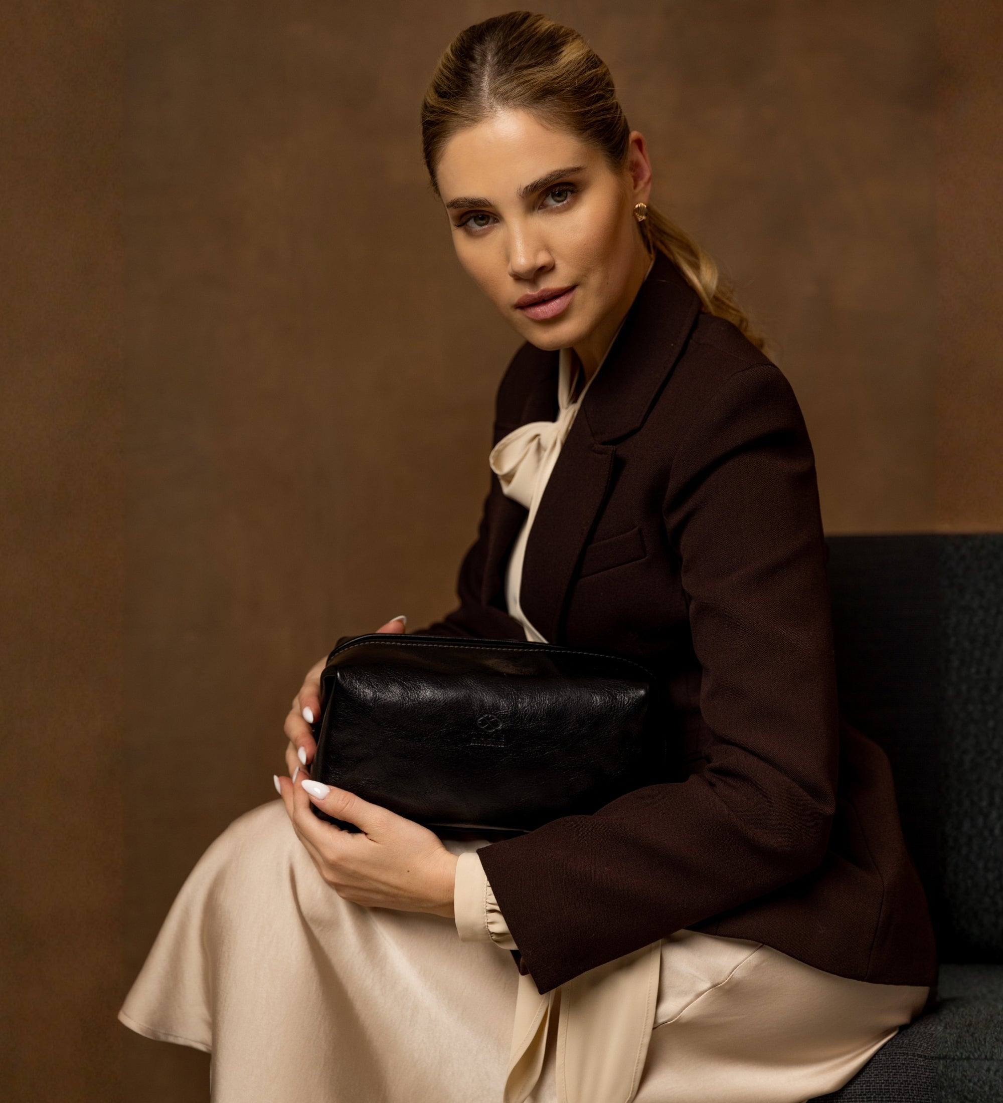 Kosmetiktasche aus Leder für Damen - Four Past Midnight