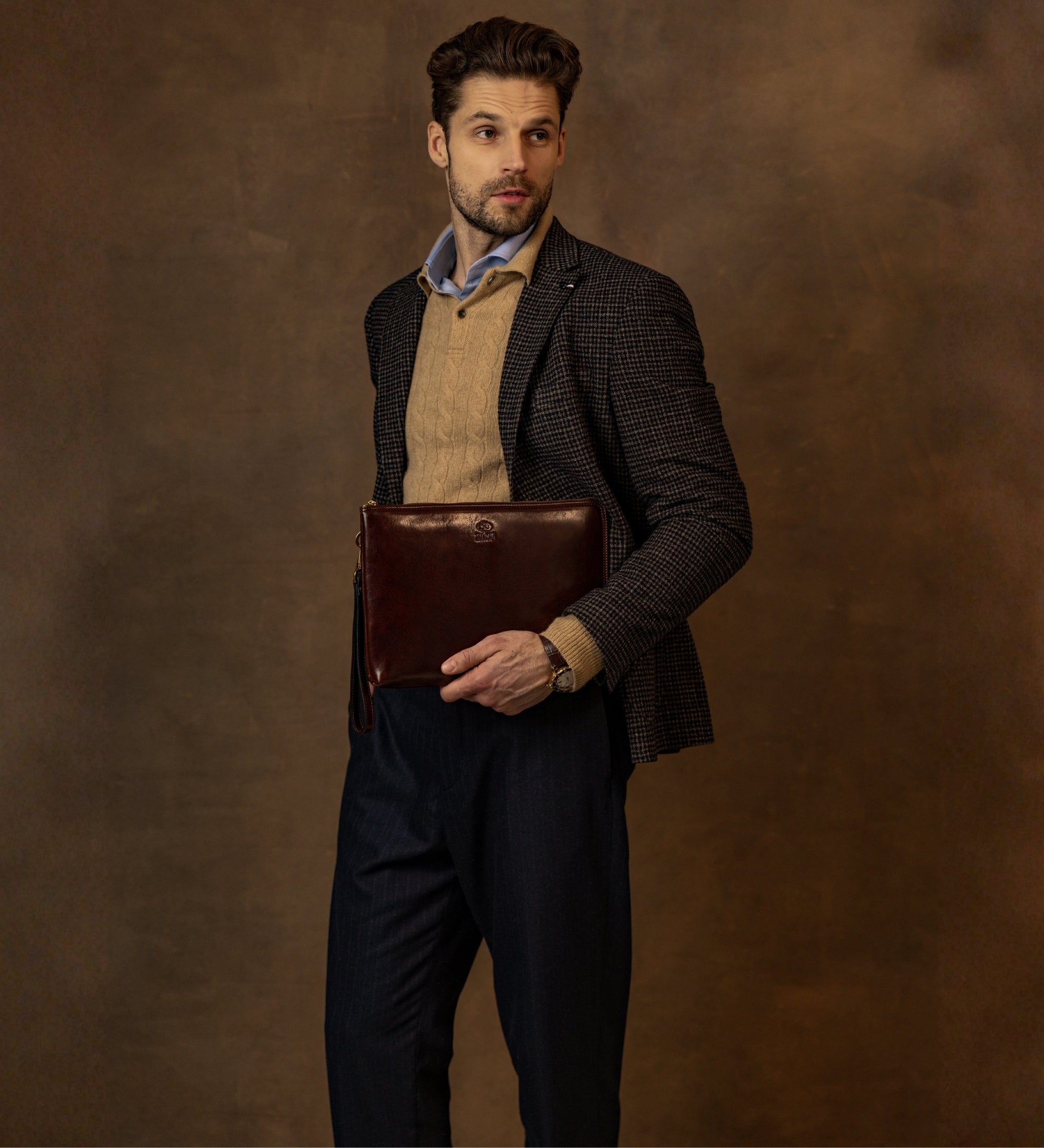 Große Clutch für Herren aus Leder - The Brothers Karamazov