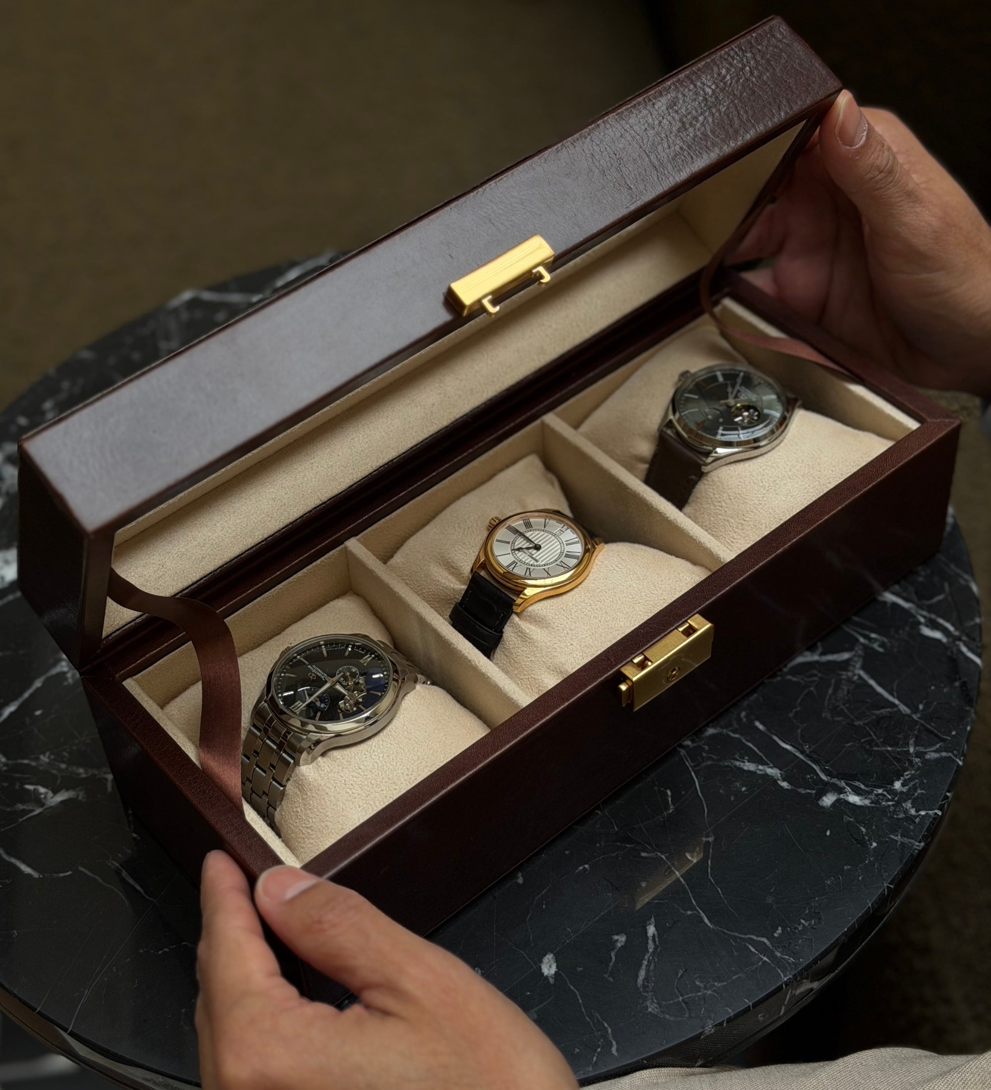 Uhrenbox aus Leder, Uhren-Organizer - Silence