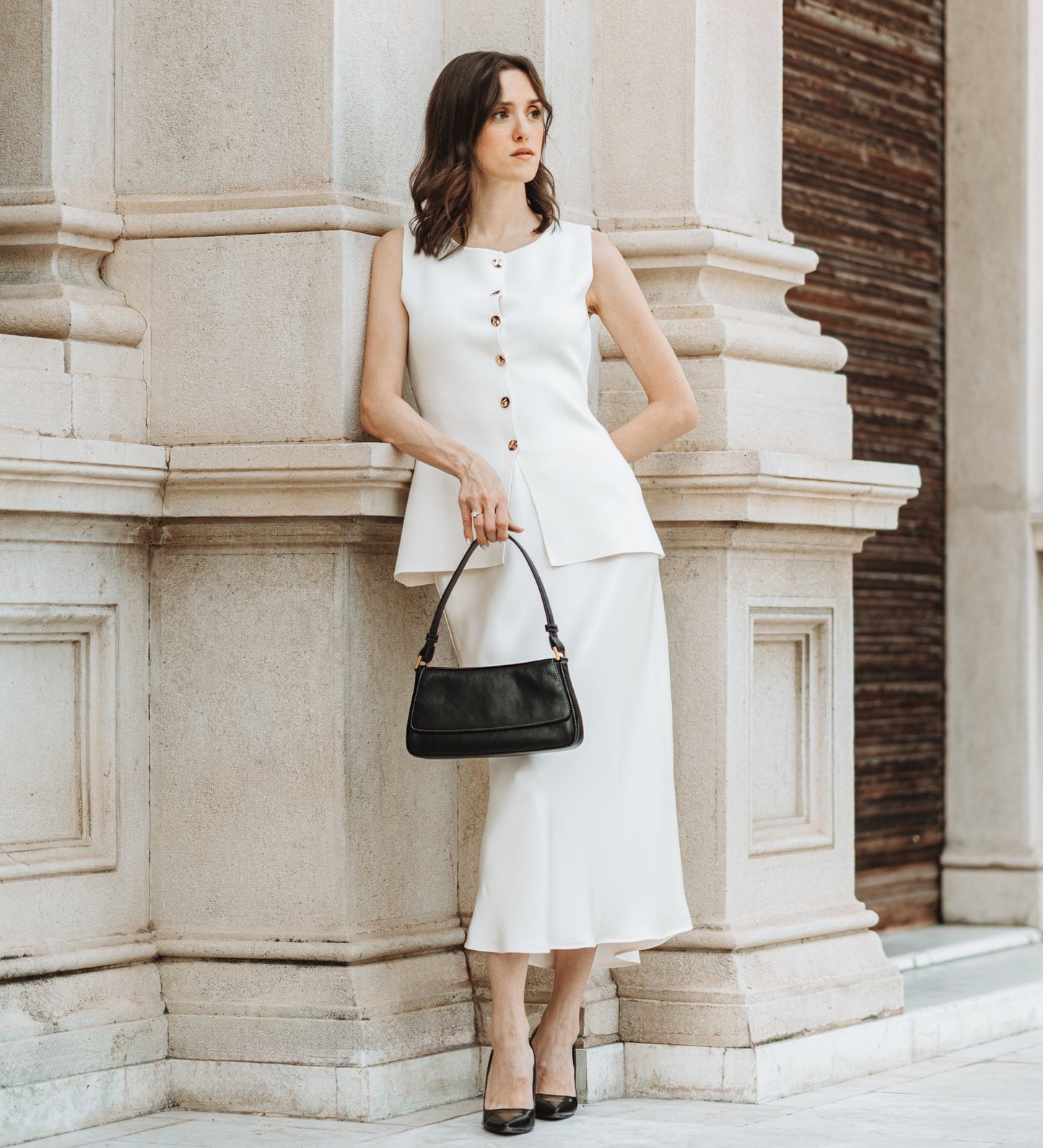 Baguette-Handtasche aus Leder für Damen - Bright Lights, Big City