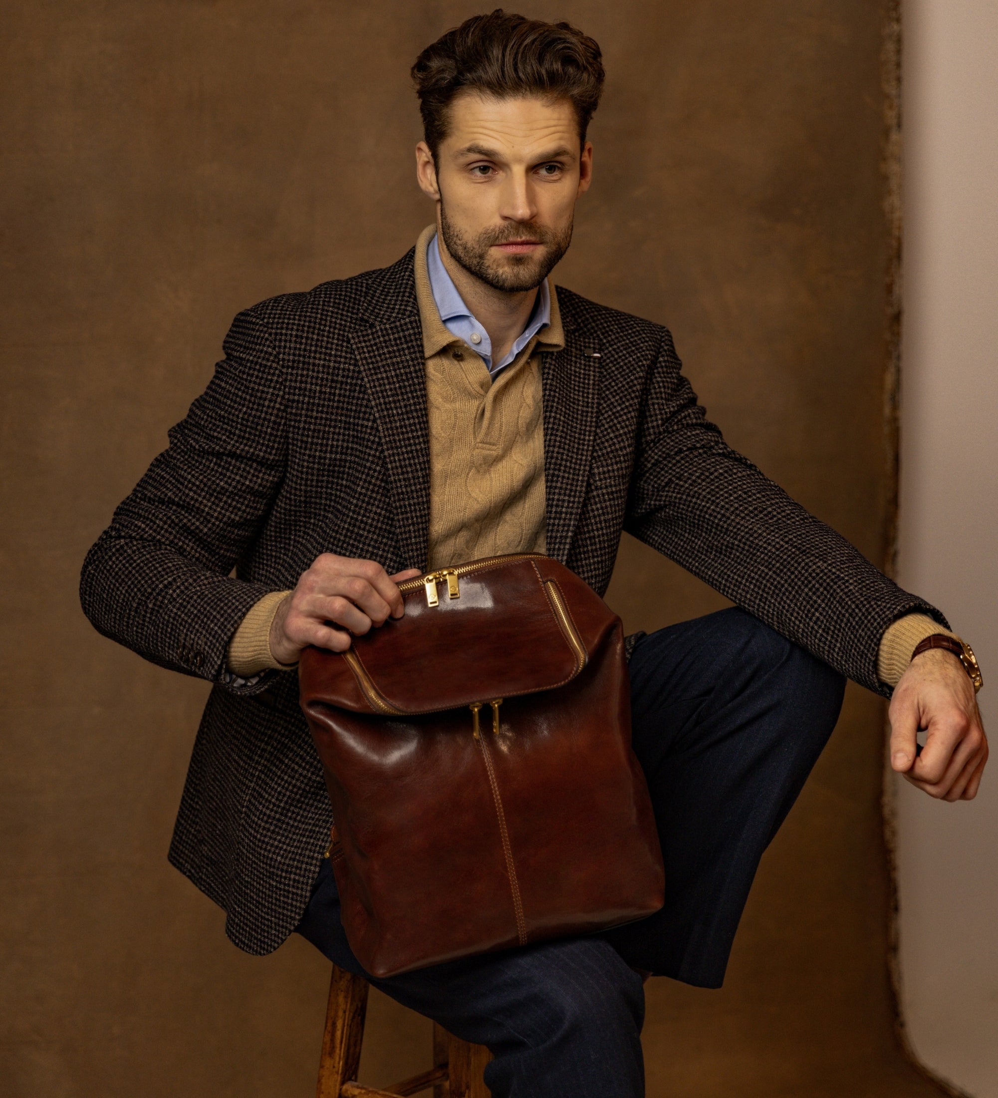 Rucksack aus Leder - A Bend in the River