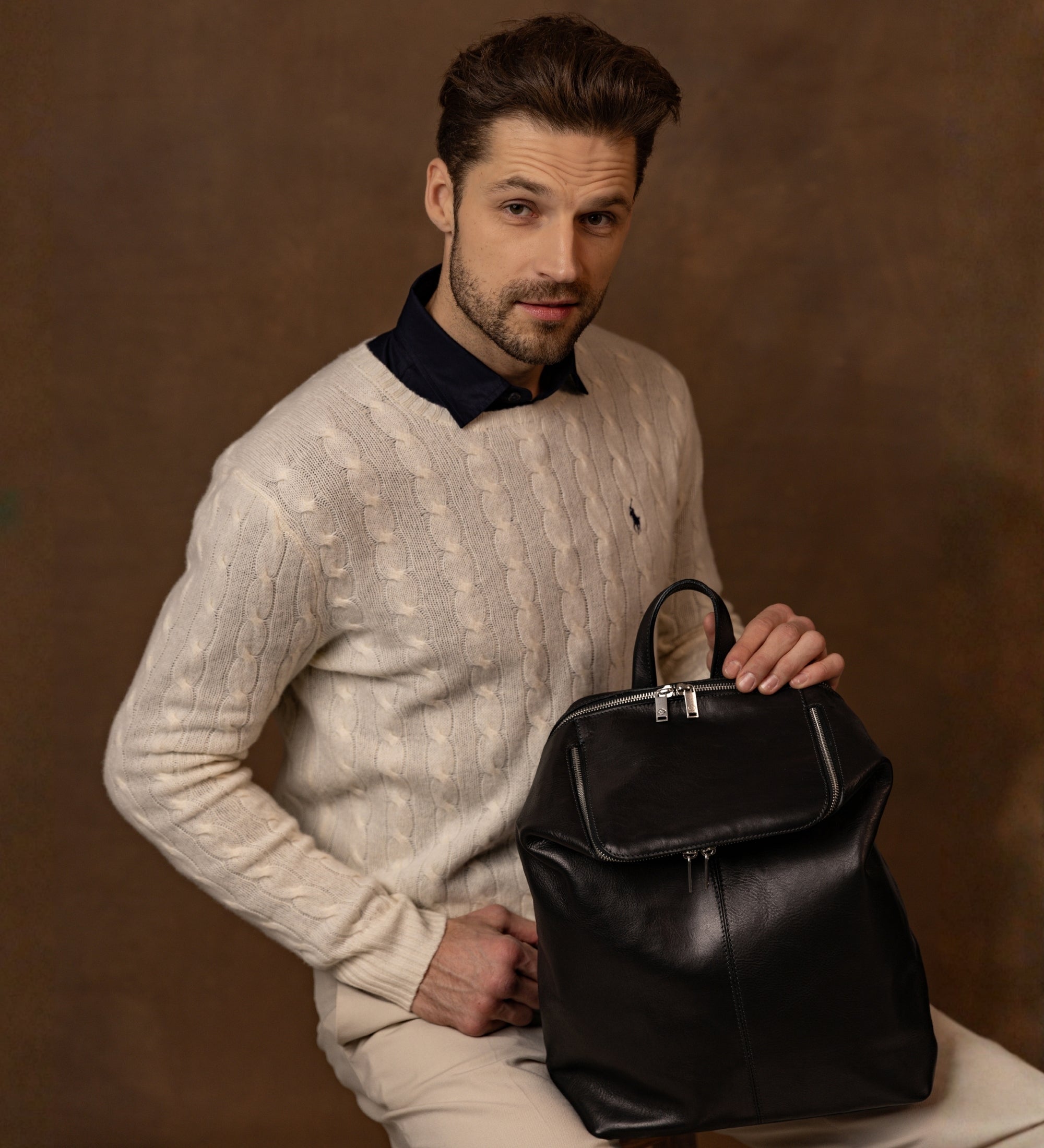 Rucksack aus Leder - A Bend in the River