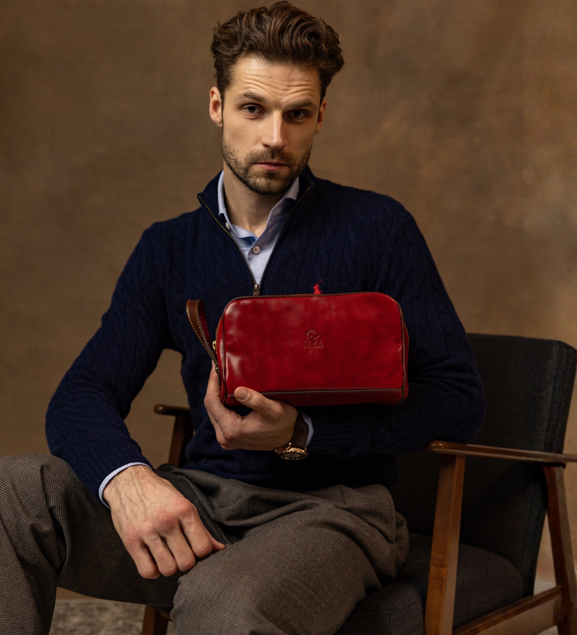 Kosmetiktasche aus Leder Kulturbeutel - All the Kings Men