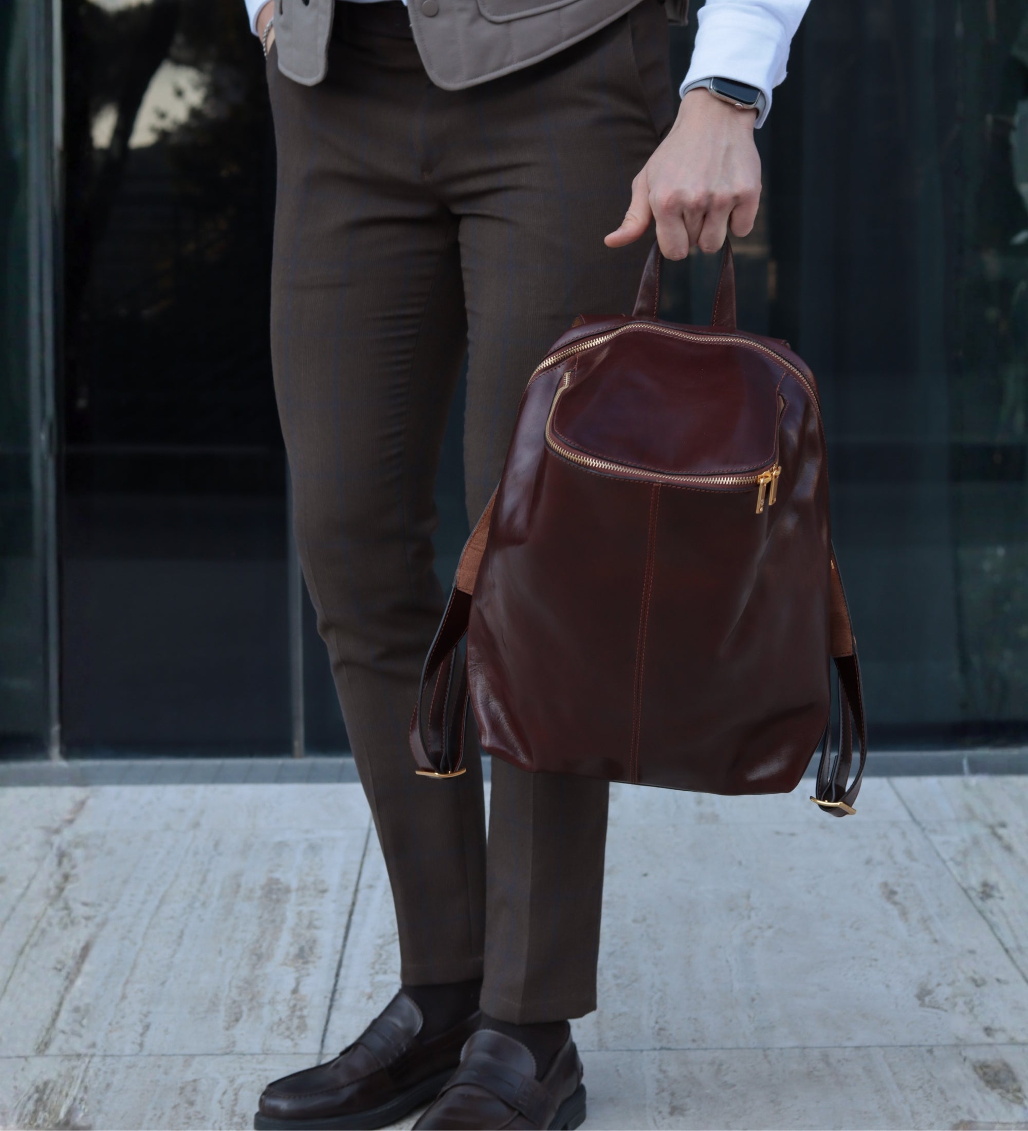 Rucksack aus Leder - A Bend in the River