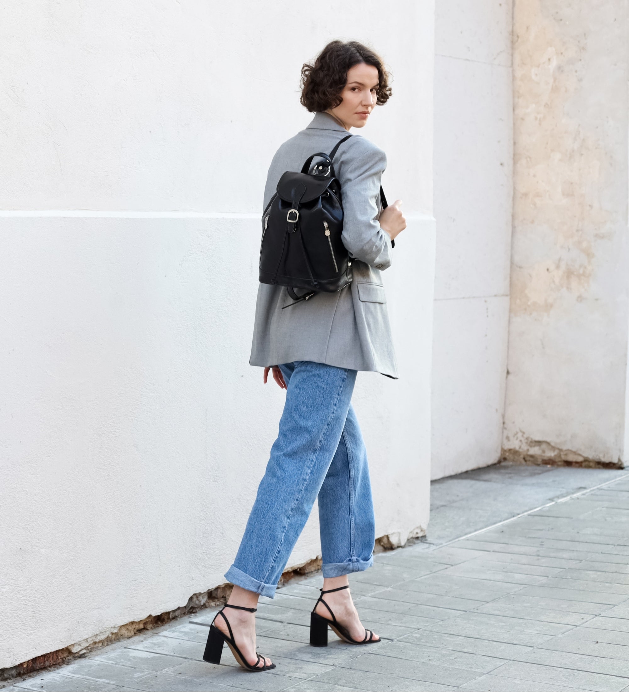 Rucksack aus Leder für Damen - White Noise