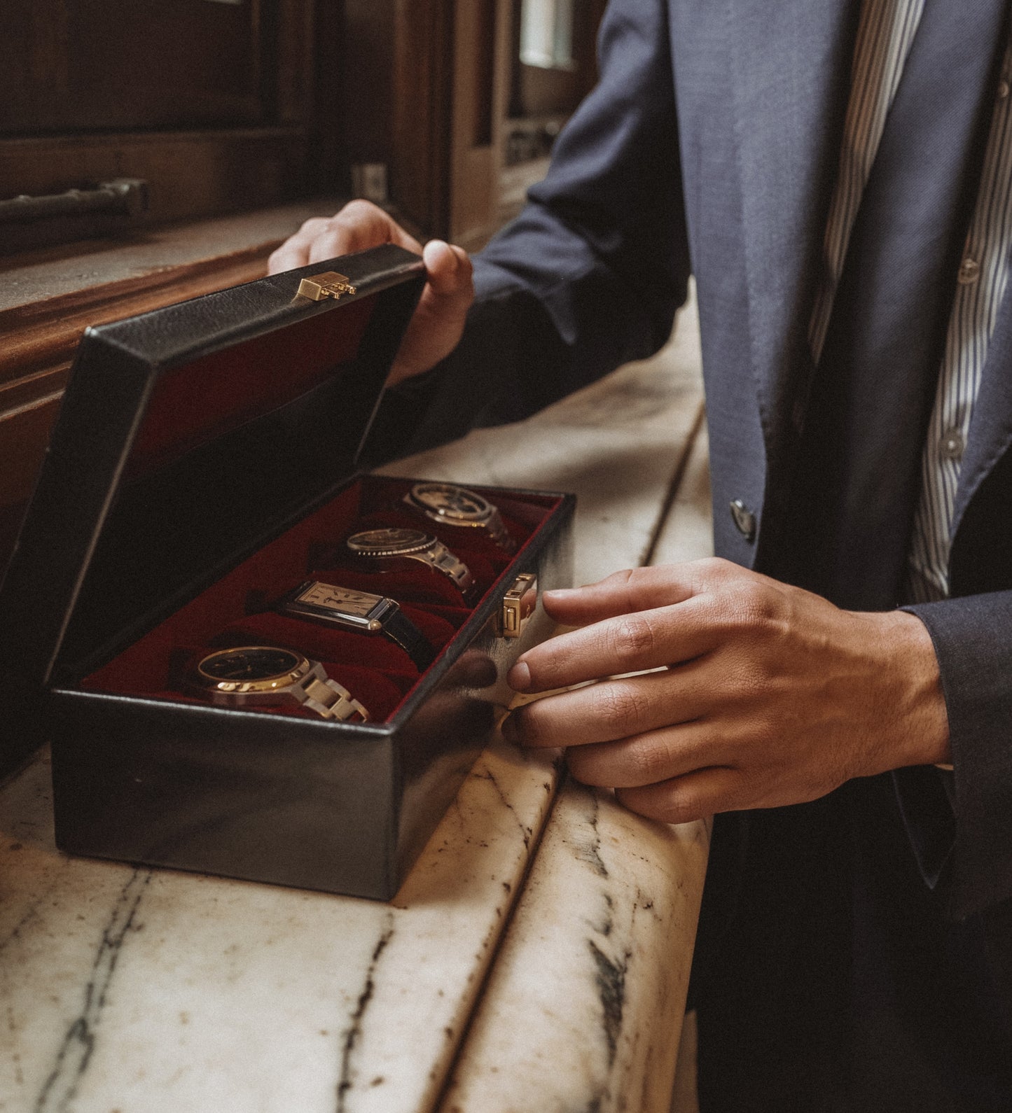 Uhrenbox aus Leder, Uhren-Organizer - Herzog