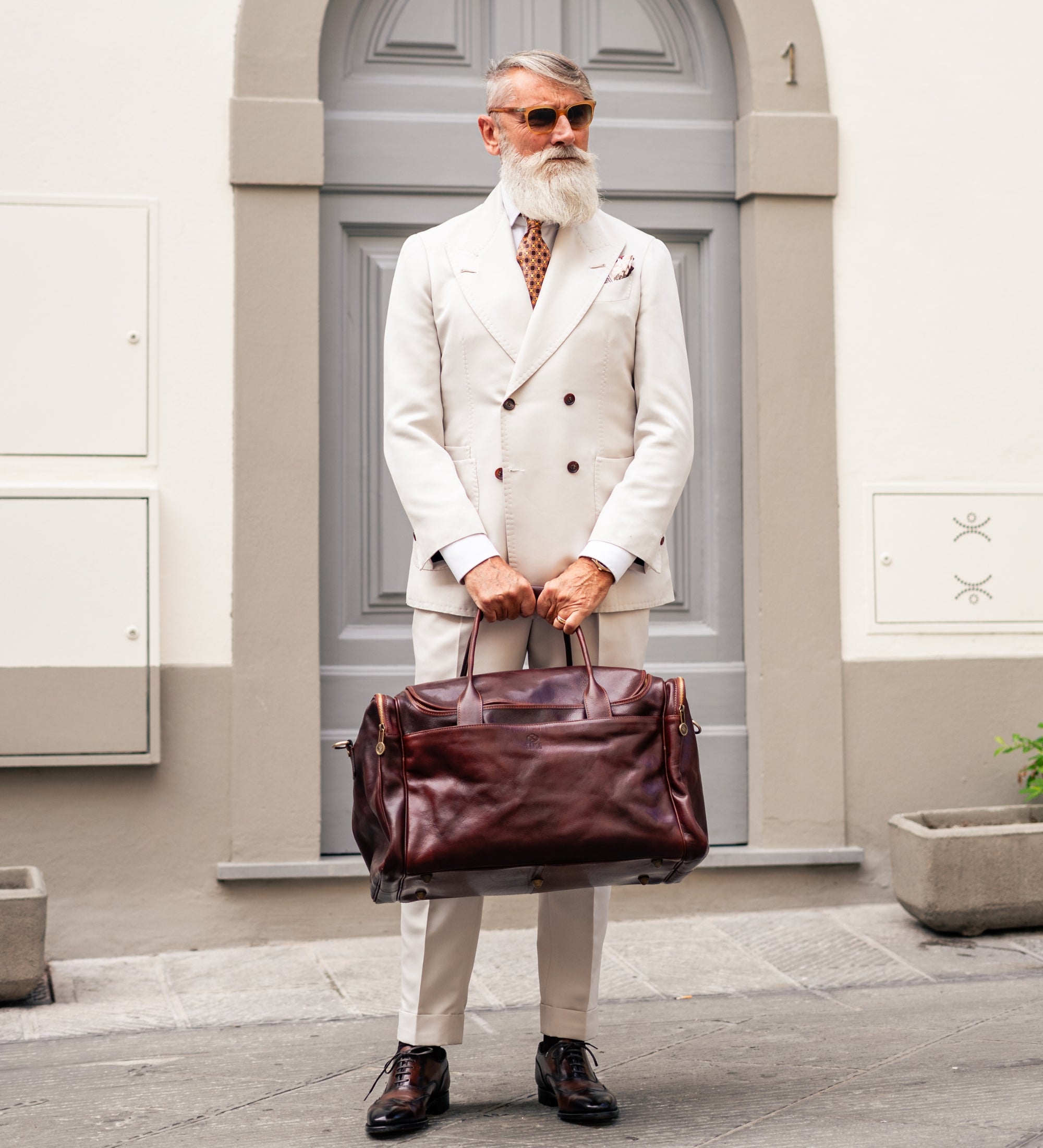 Große Reisetasche aus Italienischem Leder - The Hitchhikers Guide to the Galaxy