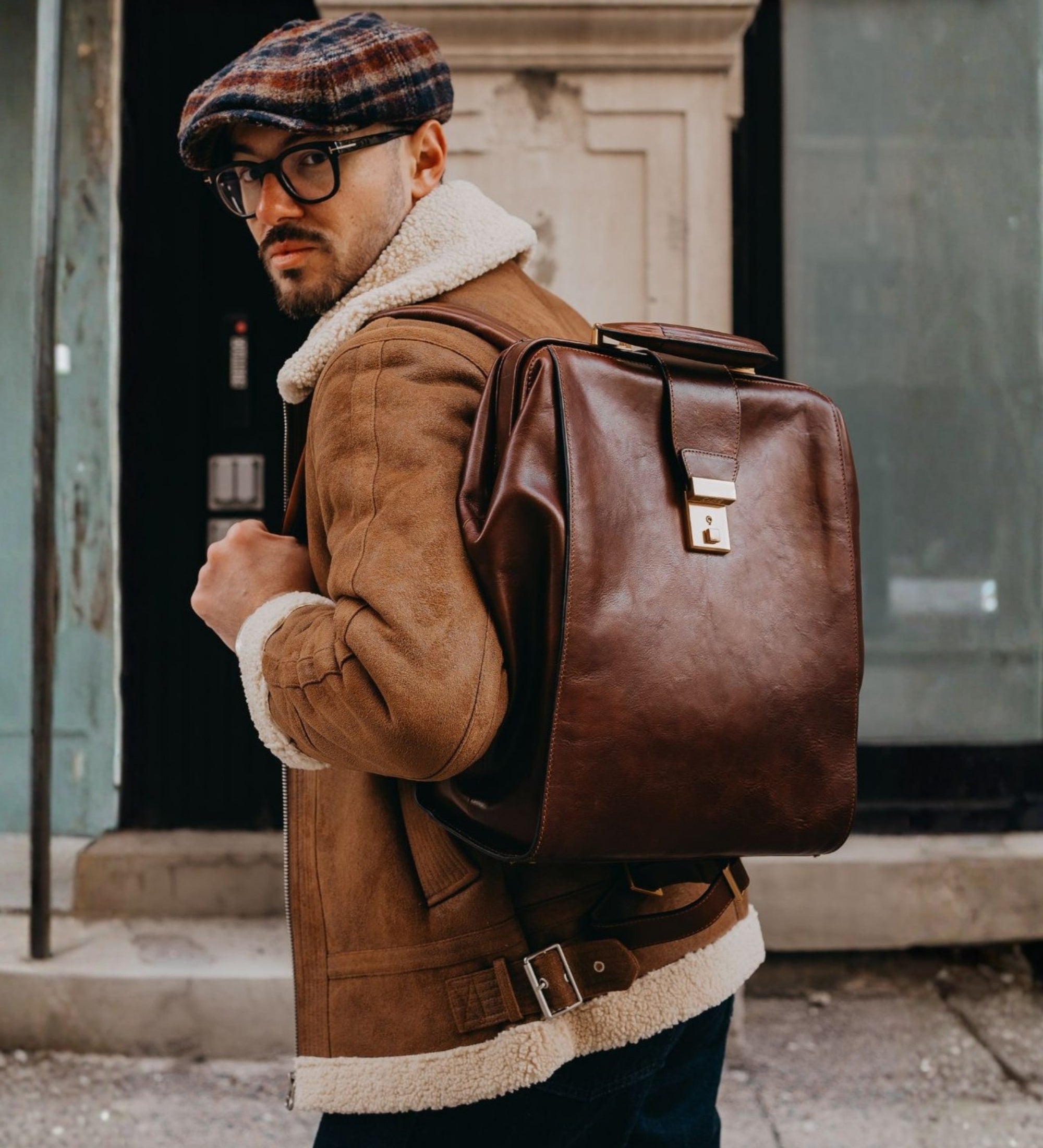 Rucksack aus Leder - A Brief Story of Time