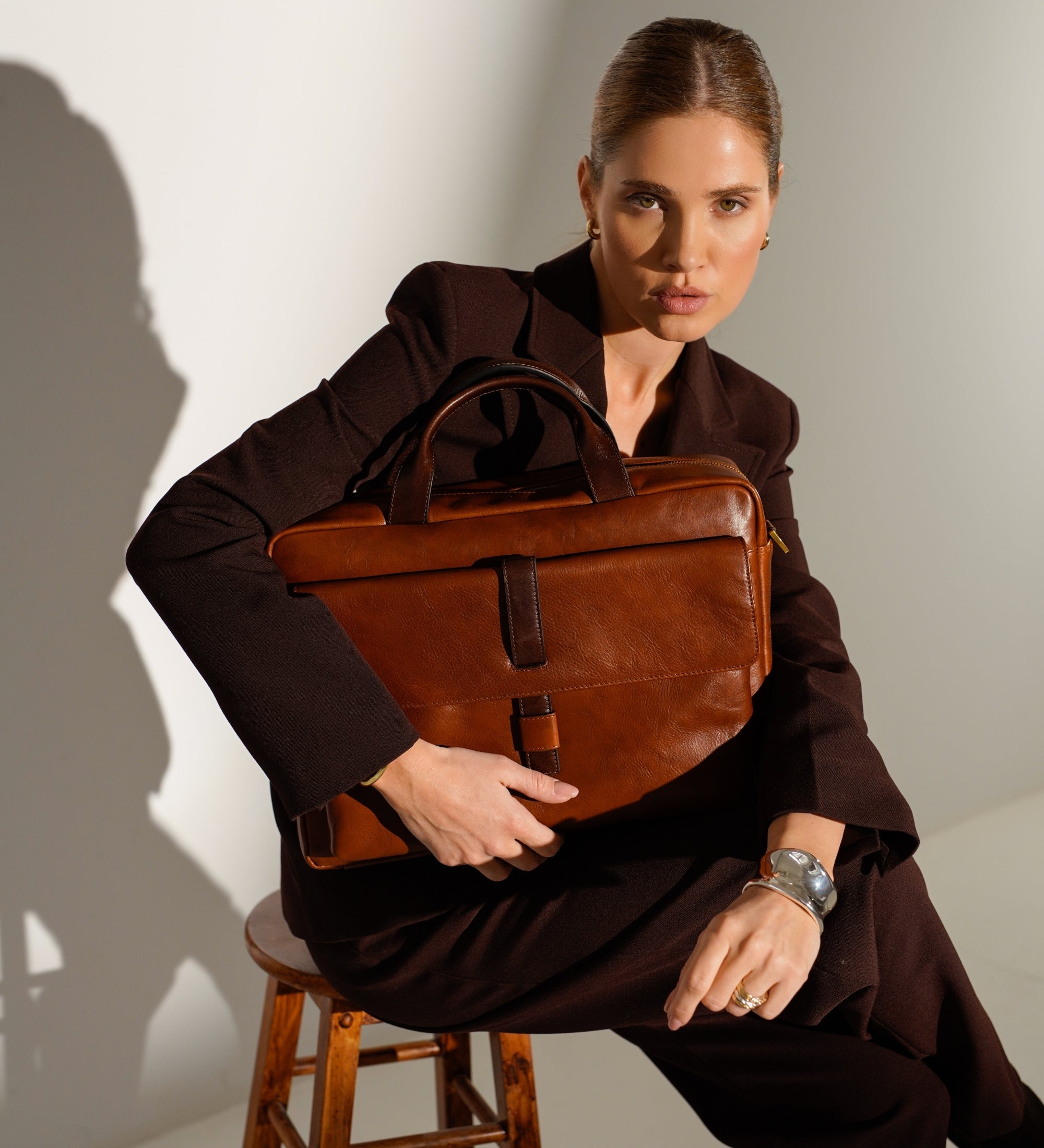 Damen Große Aktentasche aus Leder - The Chateau