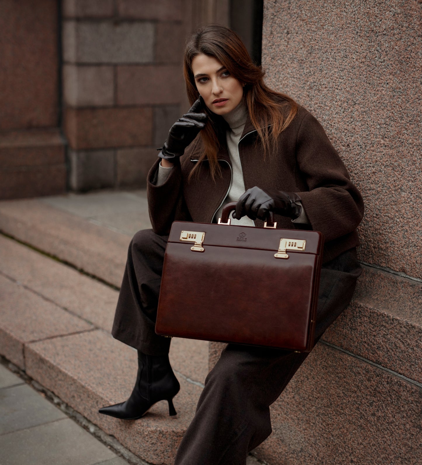 Attaché-Aktentasche aus Leder für Damen- Vendetta