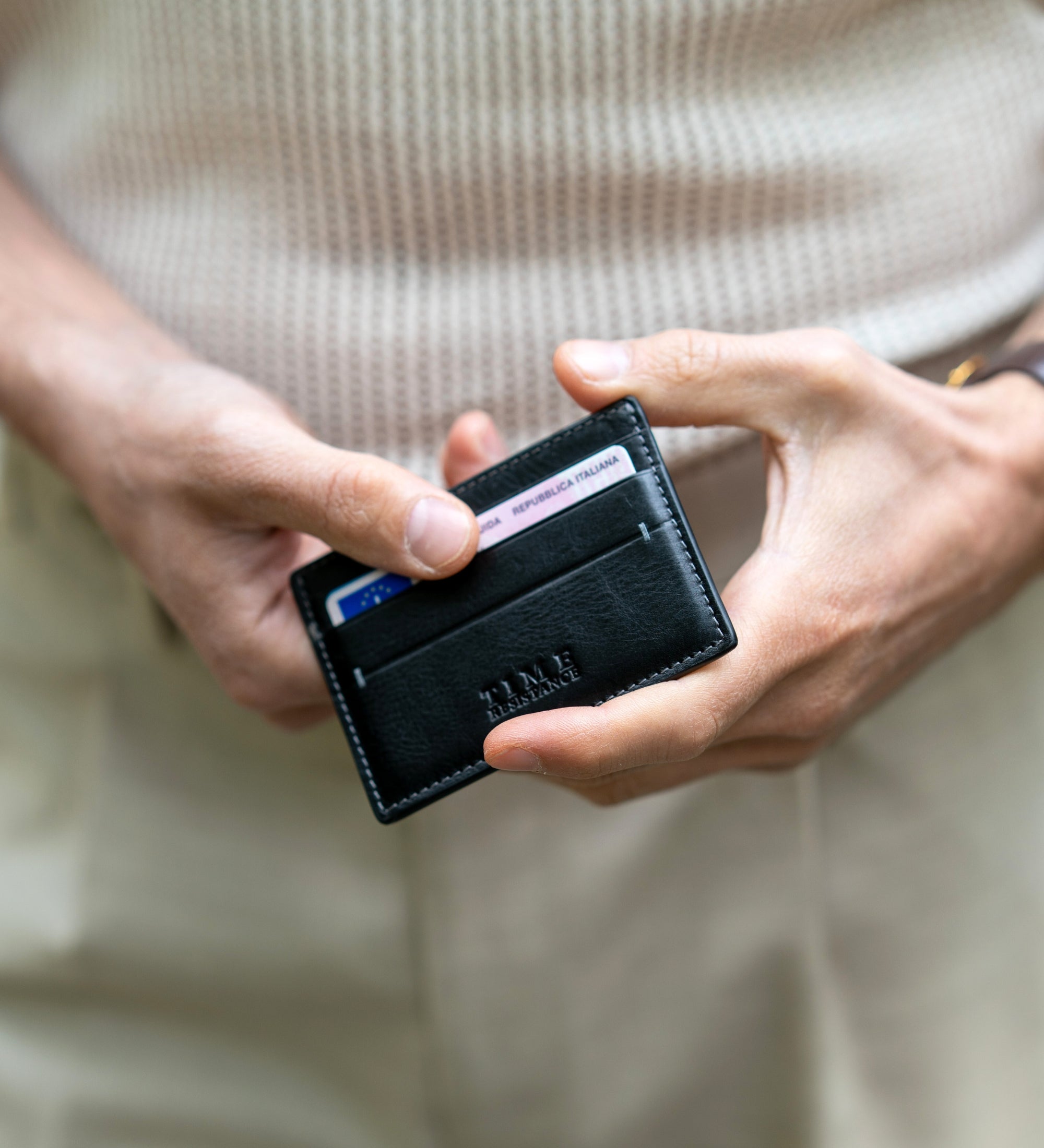 Kreditkartenetui aus Leder, Visitenkartenetui - Fireflies