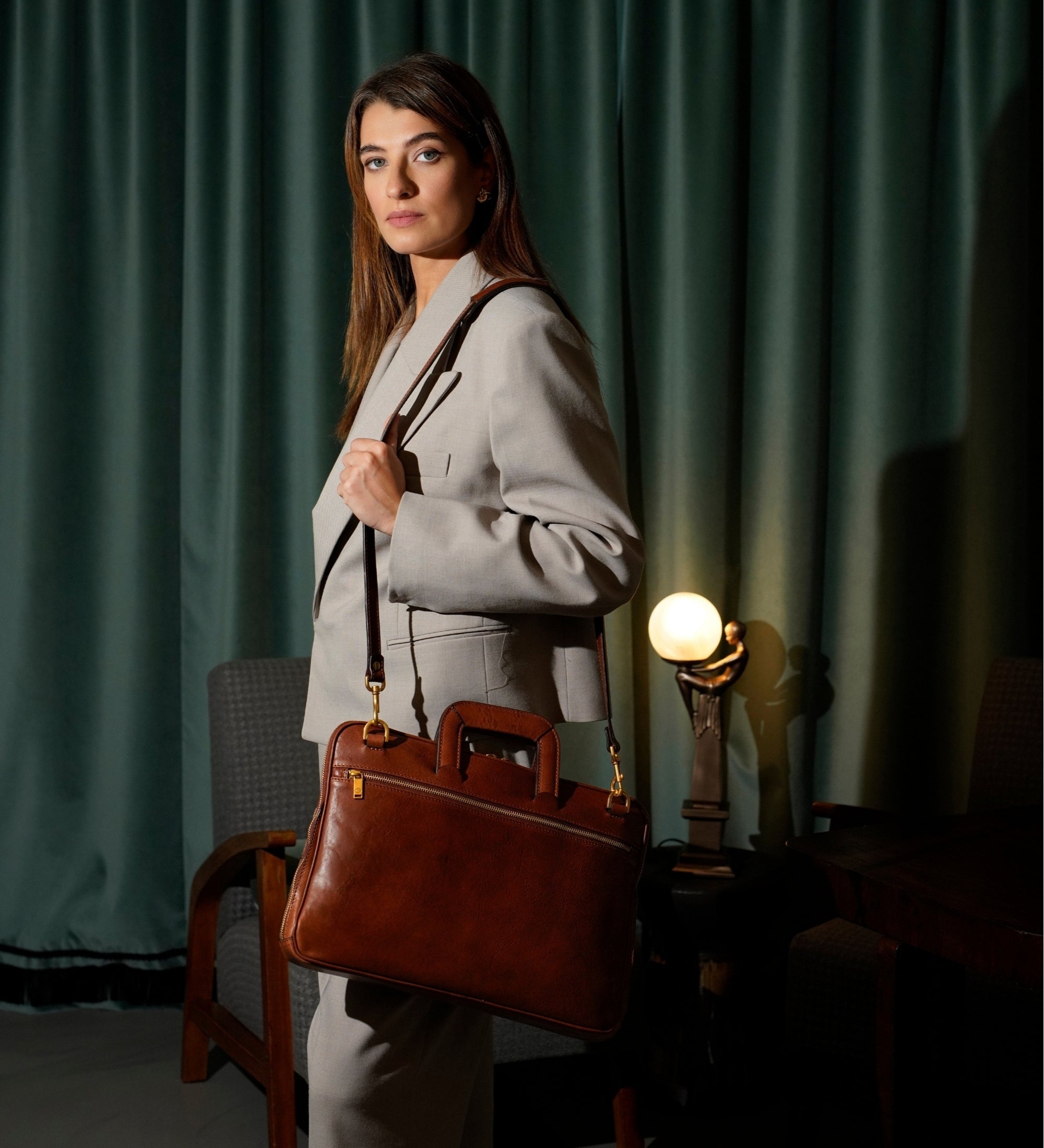 Aktentasche aus Leder für Damen, Laptoptasche - Brave New World