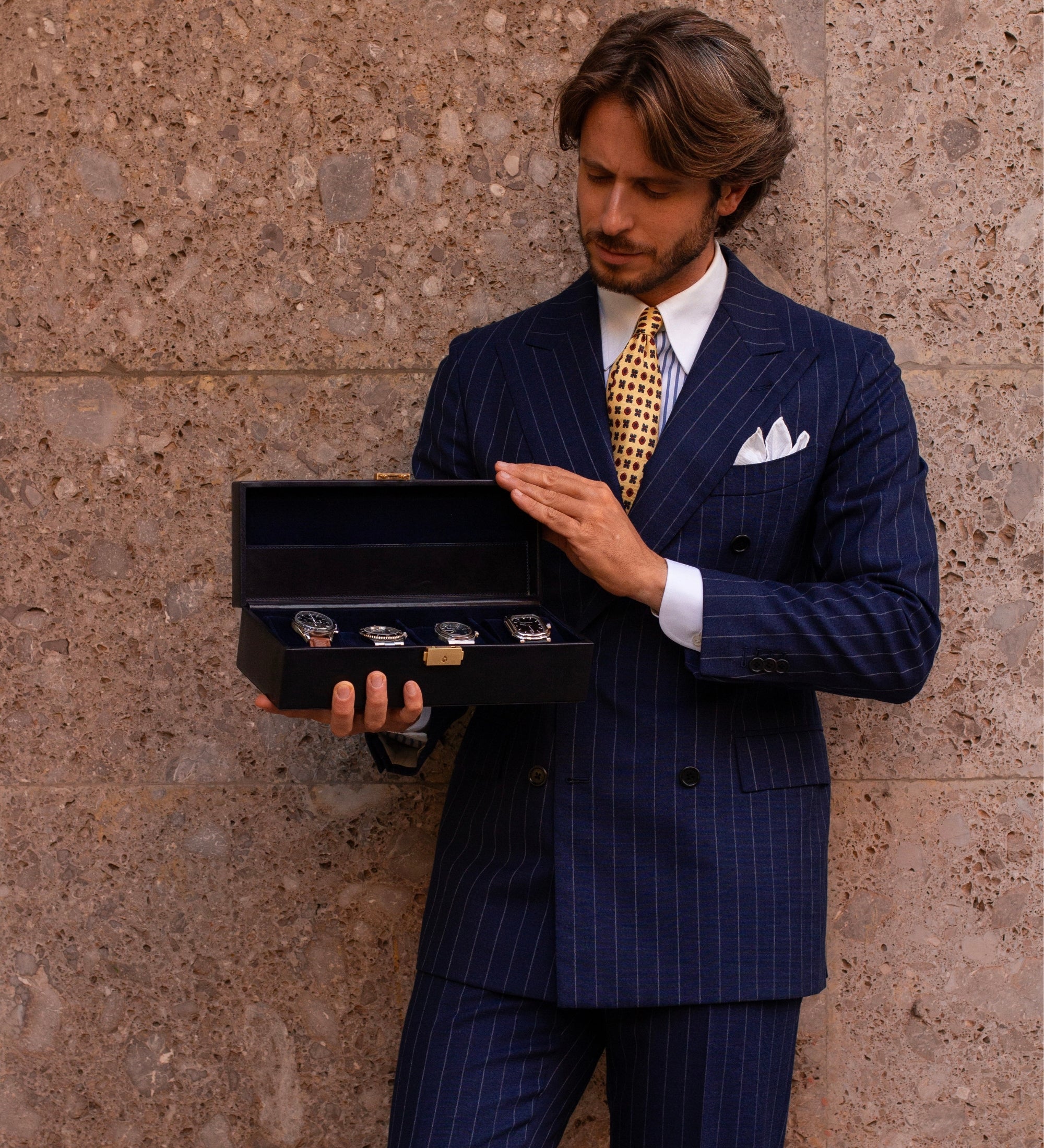 Uhrenbox aus Leder, Uhren-Organizer - Herzog