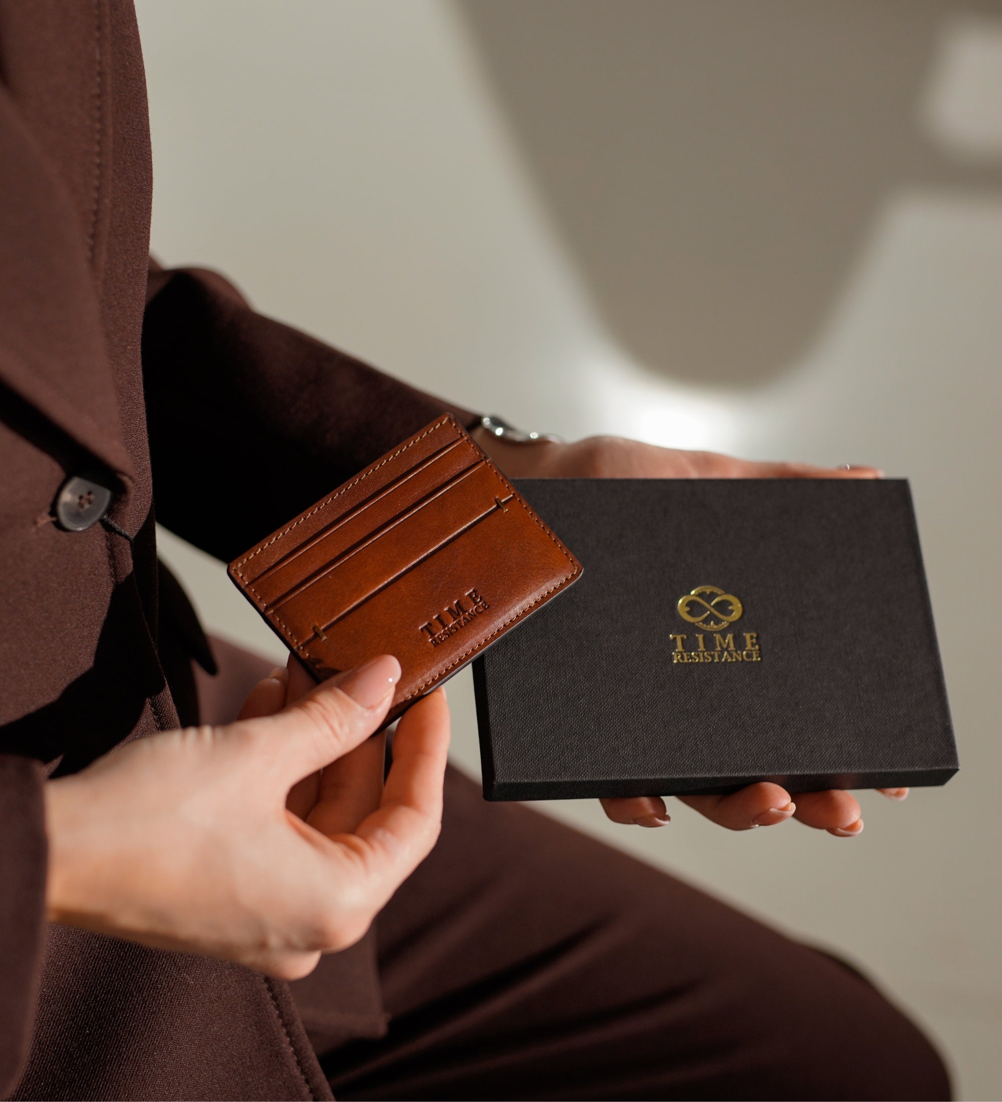 Damen Kreditkartenetui aus Leder, Visitenkartenetui - Fireflies