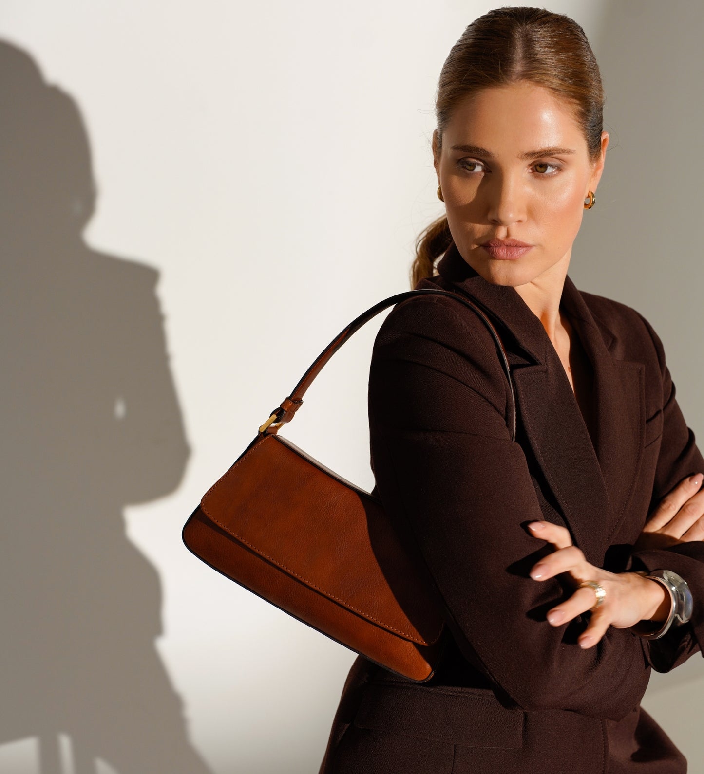 Baguette-Handtasche aus Leder für Damen - Bright Lights, Big City