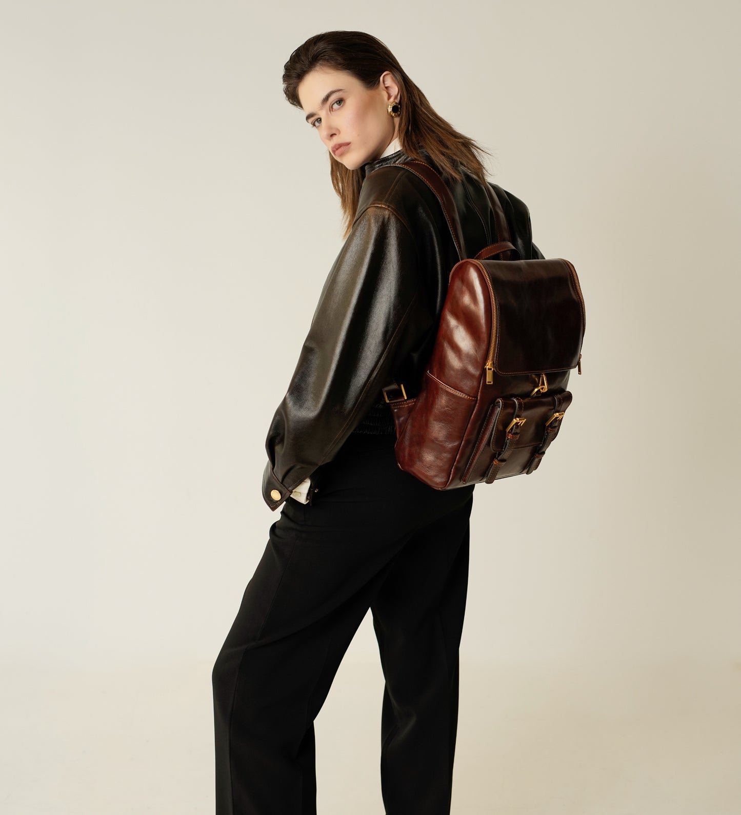 Großer Rucksack aus Leder für Damen - The Odyssey