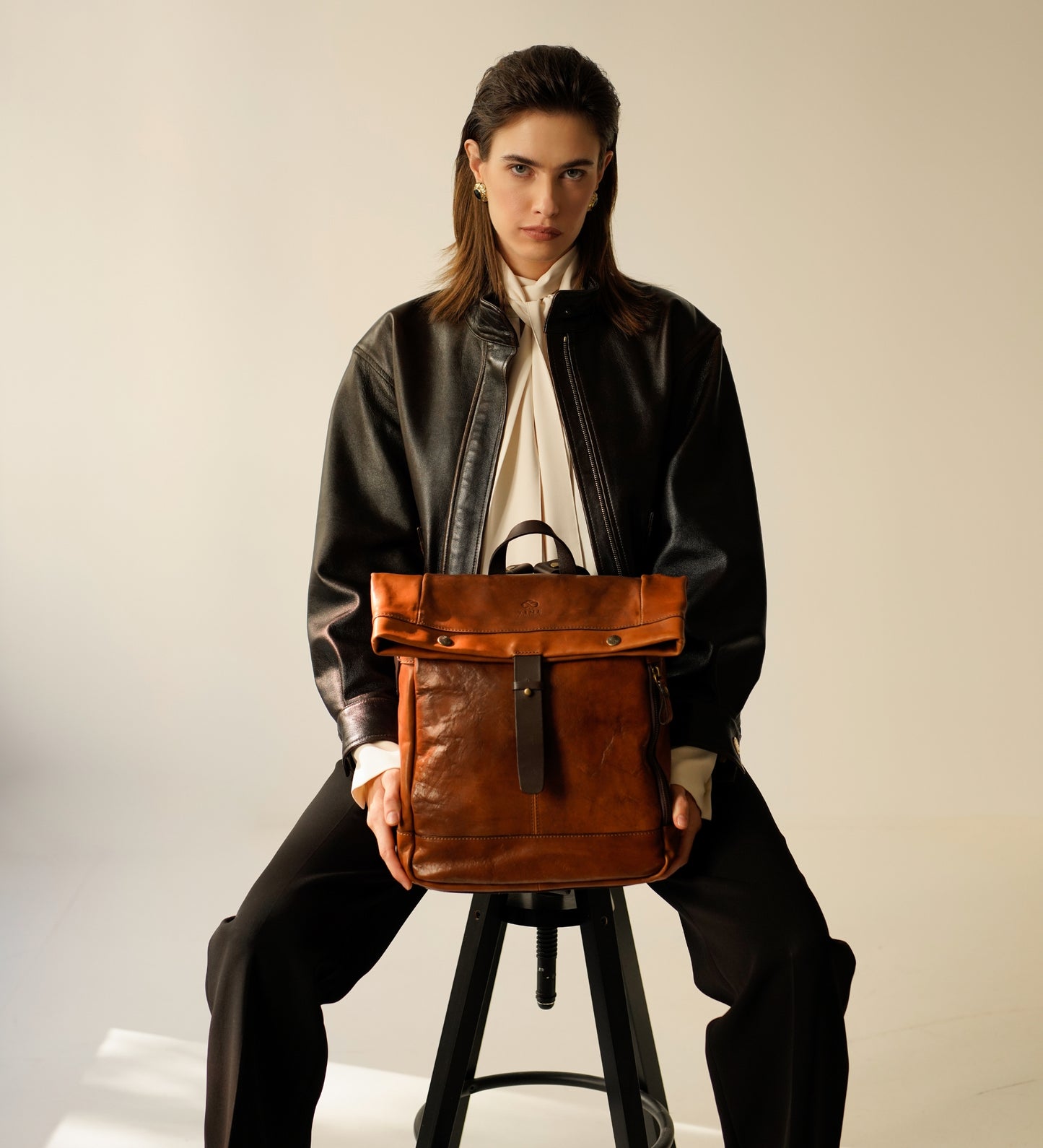 Roll-Top Rucksack aus Leder für Damen - The Secret History