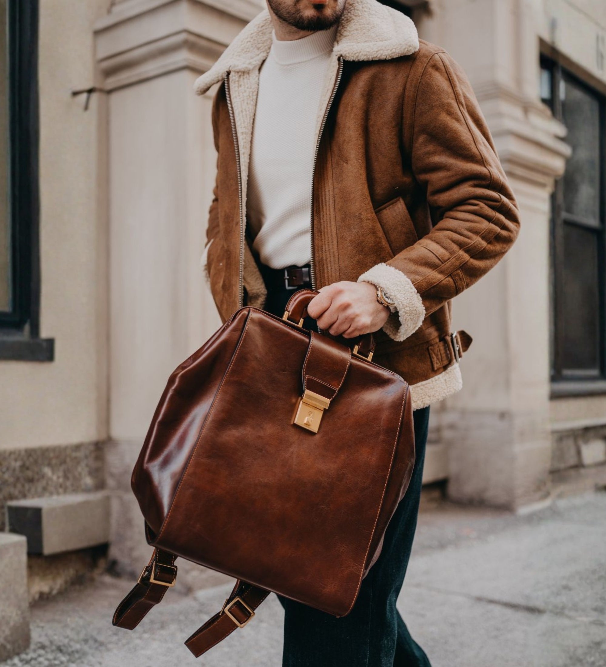 Rucksack aus Leder - A Brief Story of Time