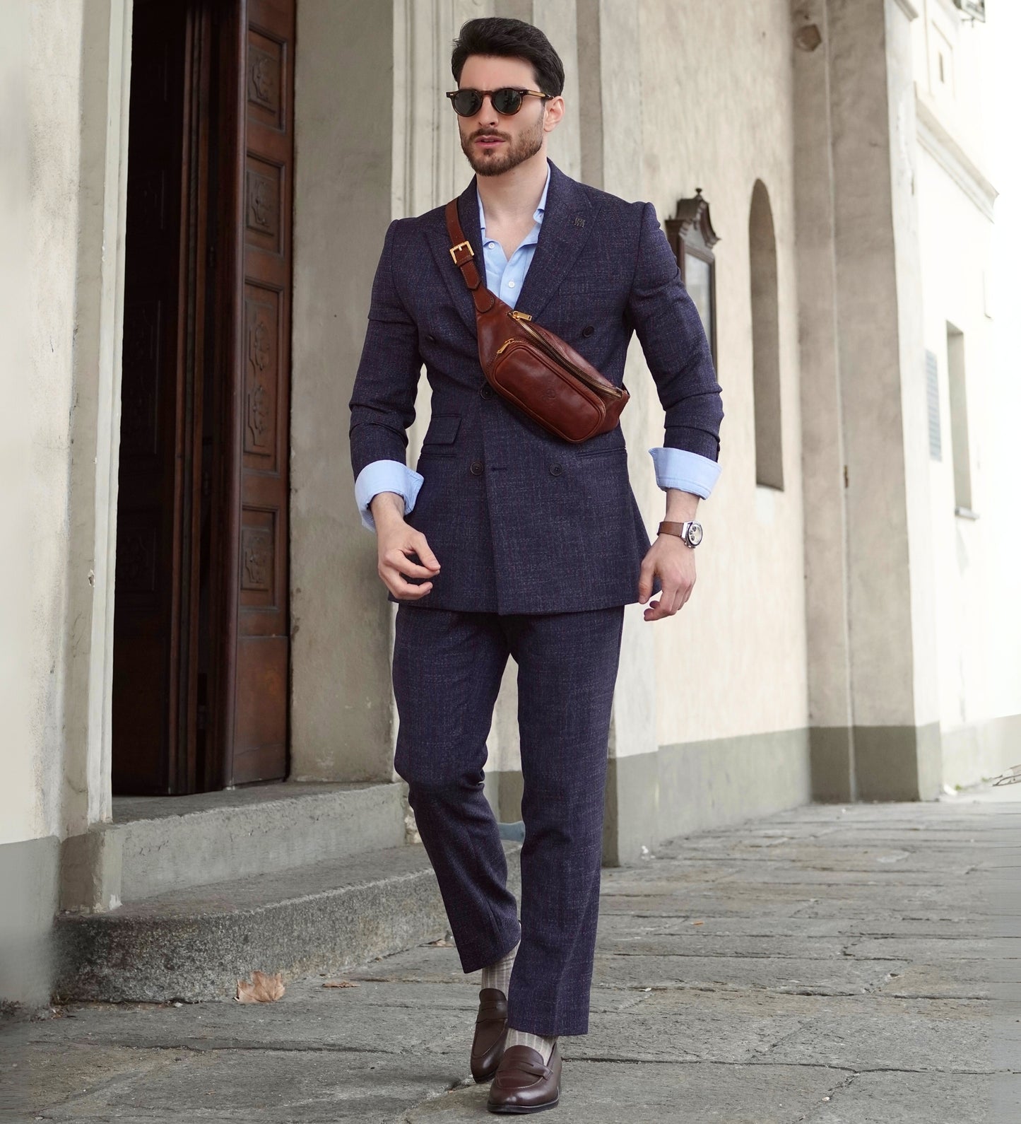Schultertasche Bauchtasche aus Leder - Independent People